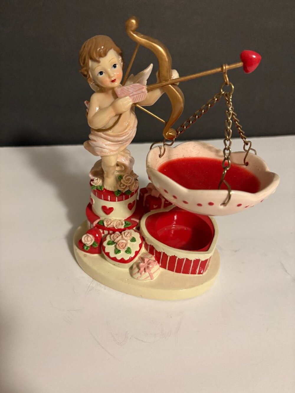 Vintage Home Interiors Candle Warmer with Cupid's Bow Figurine